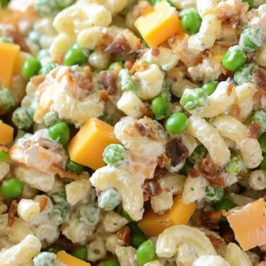 Bacon Ranch Pasta Salad in a bowl, garnished with parsley