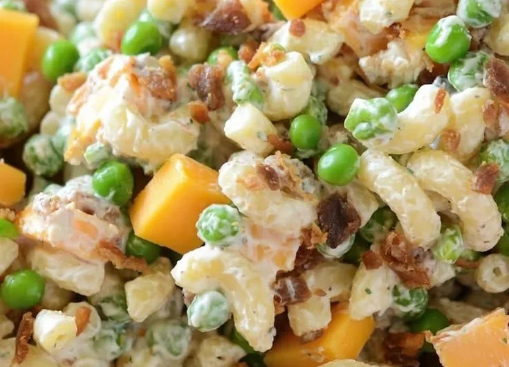 Bacon Ranch Pasta Salad in a bowl, garnished with parsley