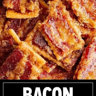 Plate of delicious candied bacon crackers as a savory snack.