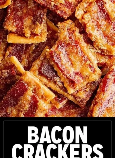 Plate of delicious candied bacon crackers as a savory snack.