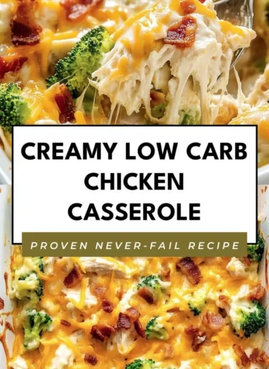 Creamy low carb chicken casserole ready to serve