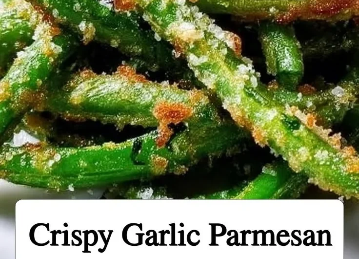 Crispy garlic parmesan green beans served on a plate