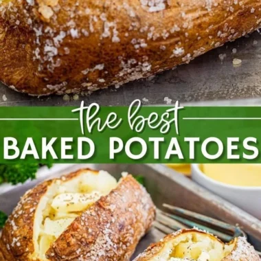 Golden crispy oven-baked potatoes served on a plate