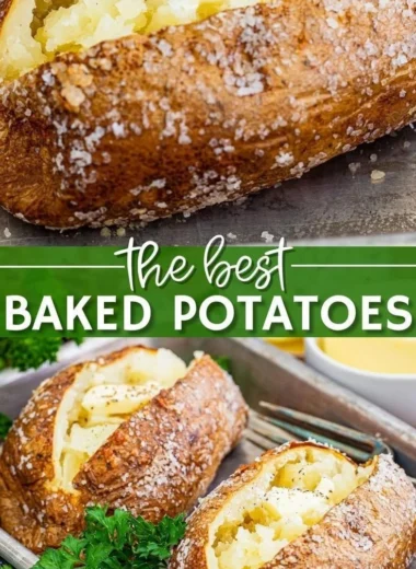 Golden crispy oven-baked potatoes served on a plate
