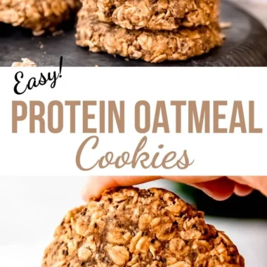 Plate of easy protein oatmeal cookies for a healthy snack option