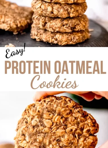 Plate of easy protein oatmeal cookies for a healthy snack option