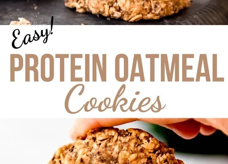 Plate of easy protein oatmeal cookies for a healthy snack option