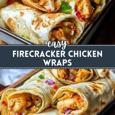 Delicious Firecracker Chicken Wraps ready to serve with colorful ingredients.