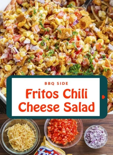 Delicious Fritos Chili Cheese Salad with cheese, chili, and crispy Fritos