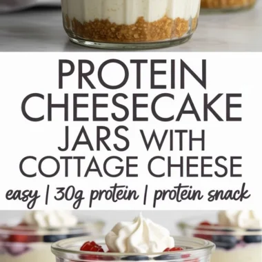 Healthy protein cheesecake jars with fresh berries and creamy texture