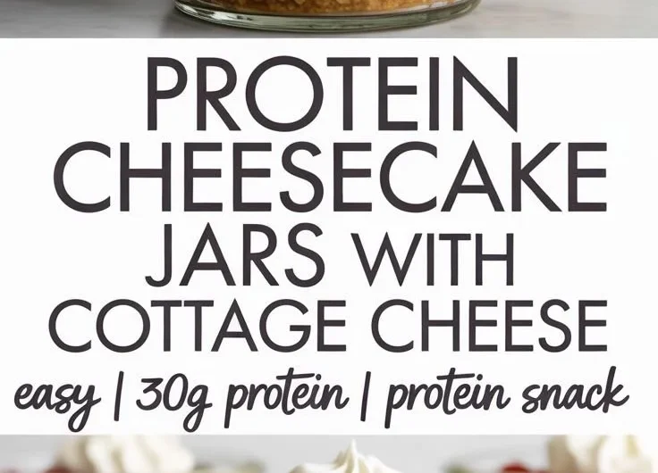 Healthy protein cheesecake jars with fresh berries and creamy texture