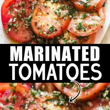 A bowl of fresh marinated tomatoes with herbs and spices