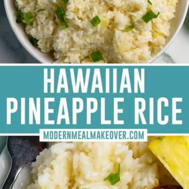 Plate of delicious pineapple rice with fresh pineapple chunks and veggies