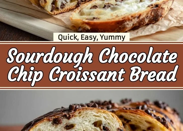 Sourdough chocolate chip croissant bread bites on a wooden table