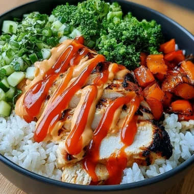 A delicious Bang Bang Chicken Bowl with vibrant ingredients and bold flavors.