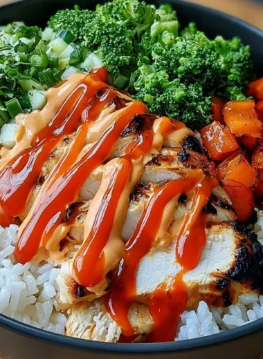 A delicious Bang Bang Chicken Bowl with vibrant ingredients and bold flavors.