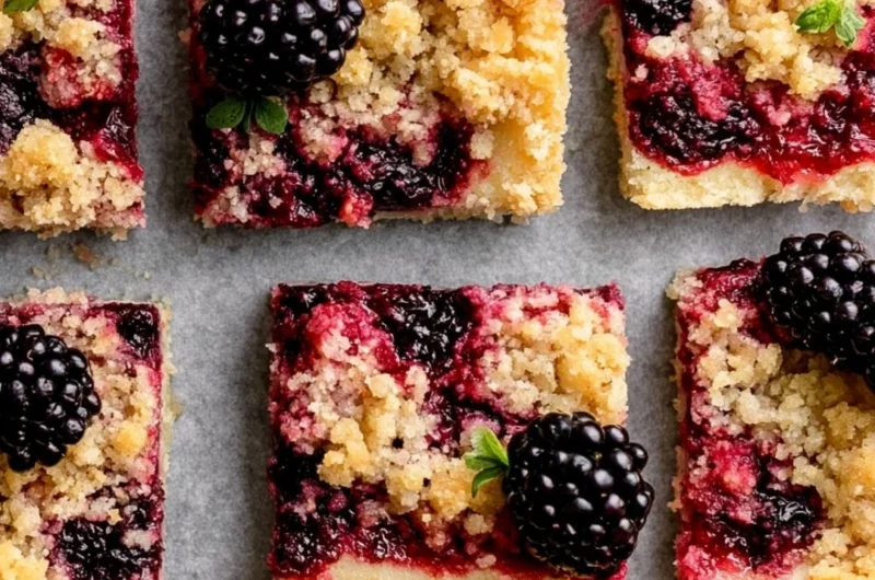 Deliciously baked Blackberry Pie Bars with fresh blackberries and a golden crust.