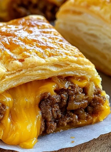 Homemade cheeseburger pockets filled with beef, cheese, and seasonings