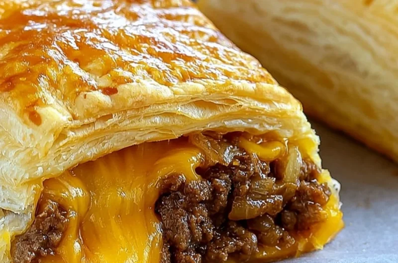 Homemade cheeseburger pockets filled with beef, cheese, and seasonings