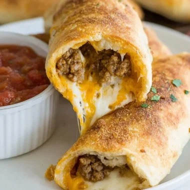 Plate of cheesy taco sticks ready to be enjoyed as a snack or appetizer.