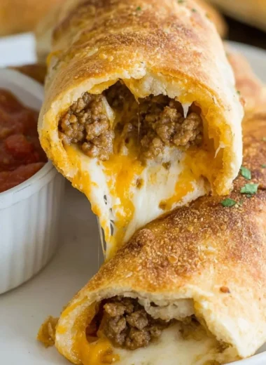 Plate of cheesy taco sticks ready to be enjoyed as a snack or appetizer.