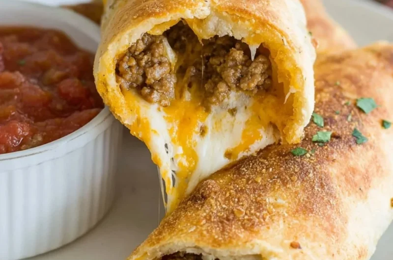 Plate of cheesy taco sticks ready to be enjoyed as a snack or appetizer.
