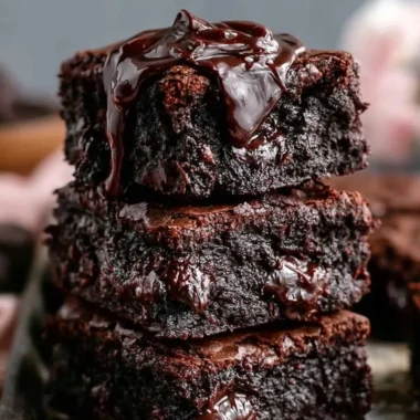 Chewy no sugar Greek yogurt brownies on a plate from Moana's Kitchen.