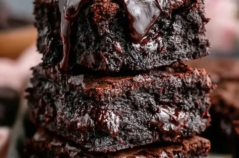 Chewy no sugar Greek yogurt brownies on a plate from Moana's Kitchen.