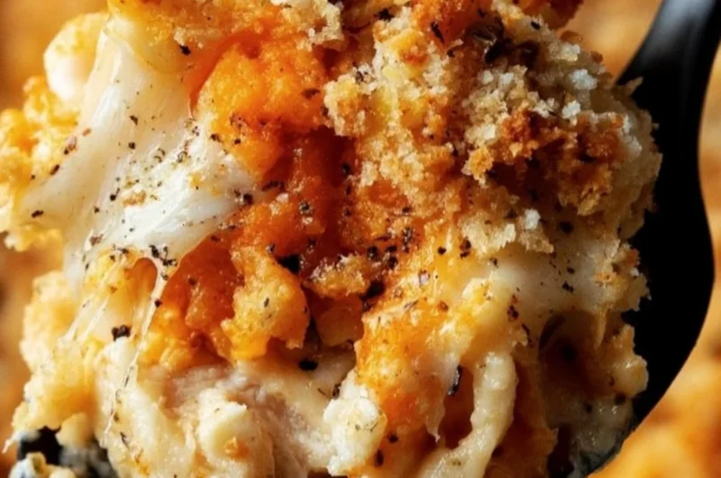 Delicious Chicken Parmesan Casserole served in a baking dish