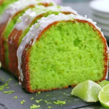Cozy Key Lime Poke Cake topped with whipped cream and lime slices