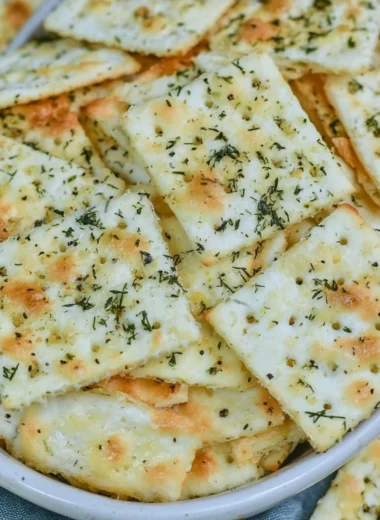 Delicious Dill Pickle Saltine Crackers on a plate for snacks