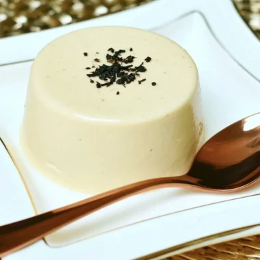 Delicious Earl Grey Panna Cotta dessert served in a glass.