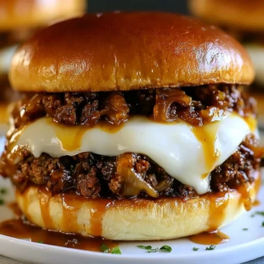 Delicious French onion beef sloppy joes served on toasted buns