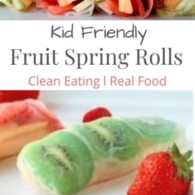 Colorful and fresh fruit spring rolls served on a platter for kids party.