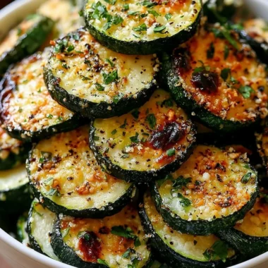 Delicious Garlic Parmesan Roasted Zucchini ready to serve