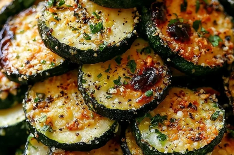 Delicious Garlic Parmesan Roasted Zucchini ready to serve