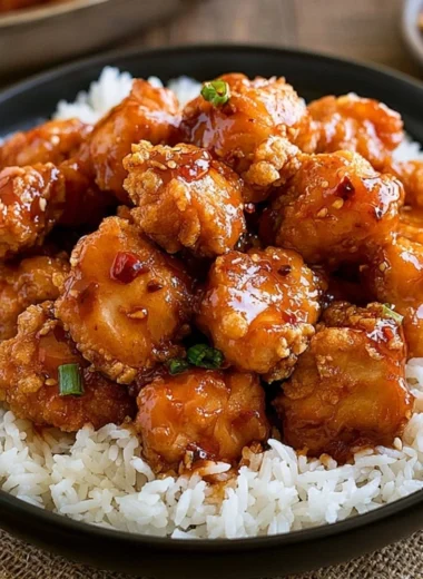 Delicious General Tso's Chicken served with steamed rice and vegetables