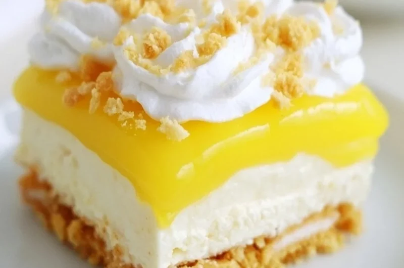 Heavenly Lemon Oreo Dessert featuring tangy lemon and creamy Oreo layers