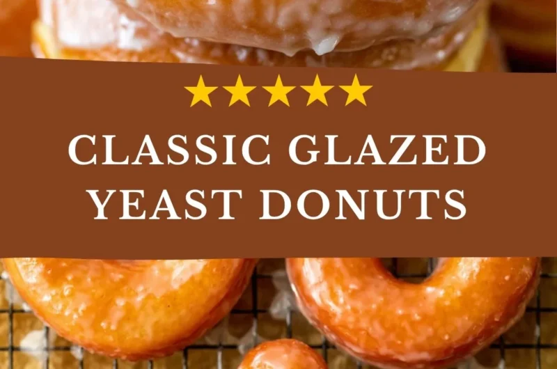 Delicious homemade glazed donuts topped with shiny icing.