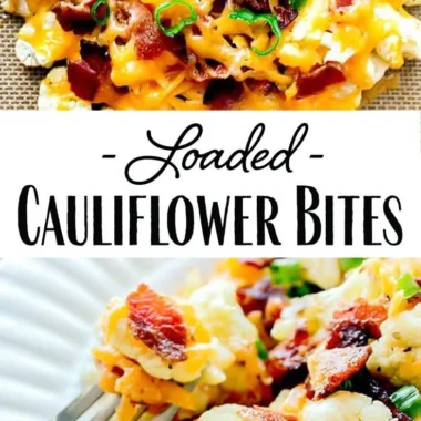 Delicious loaded cauliflower bites topped with cheese and herbs