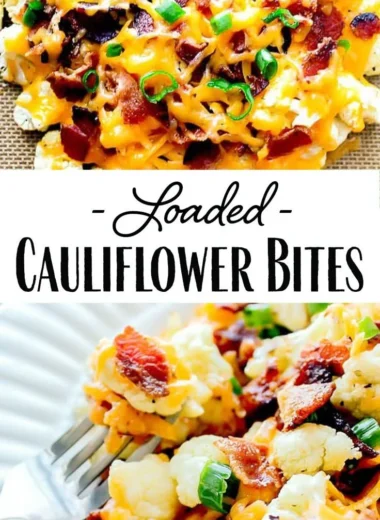 Delicious loaded cauliflower bites topped with cheese and herbs