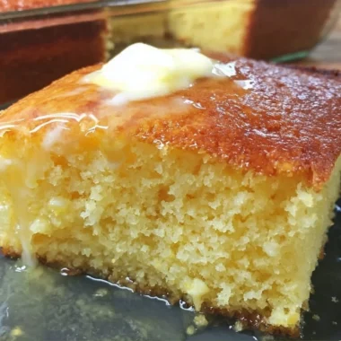 Deliciously baked Moist Jiffy Cornbread served in a bowl
