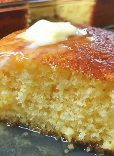 Deliciously baked Moist Jiffy Cornbread served in a bowl