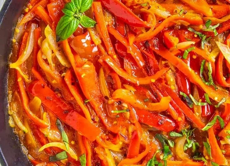 Delicious homemade Peperonata with vibrant colors and fresh ingredients