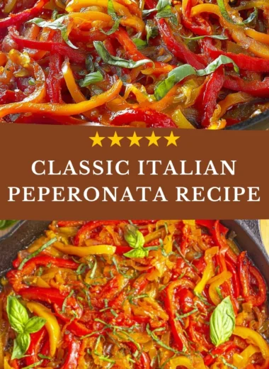 Colorful Peperonata with sautéed peppers and tomatoes in a serving dish