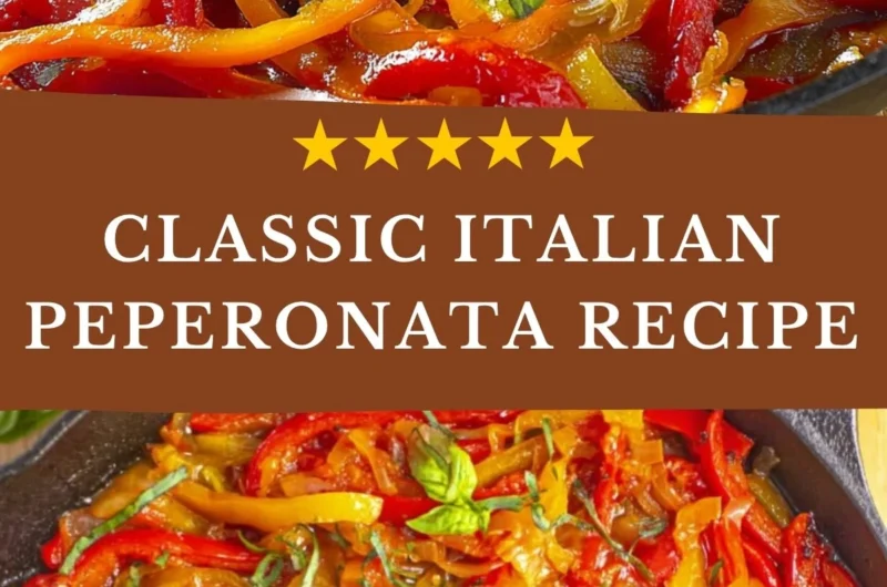Colorful Peperonata with sautéed peppers and tomatoes in a serving dish
