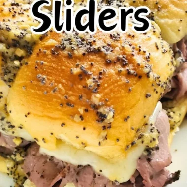 Delicious roast beef sliders served on a platter ready for a meal