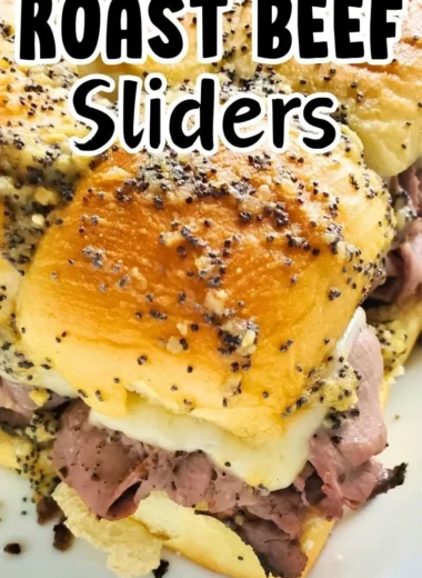 Delicious roast beef sliders served on a platter ready for a meal