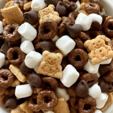 Delicious S'mores Trail Mix with chocolate, marshmallows, and graham crackers