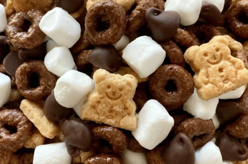 Delicious S'mores Trail Mix with chocolate, marshmallows, and graham crackers
